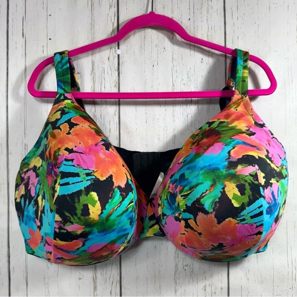 Cacique 46G Multicolor Abstract Print Underwire Bra Full Coverage Plus Comfort